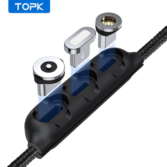 TOPK 1/5PCS Magnetic Cable Plug Case Portable Storage Box Magnet Charger Plugs Micro USB Type C Connector Storage Box Case