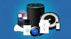 Smart electronic devices including a speaker, camera, light bulb, thermostat, and smart plug.